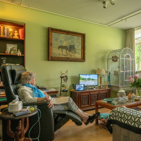 bewoner in haar kamer